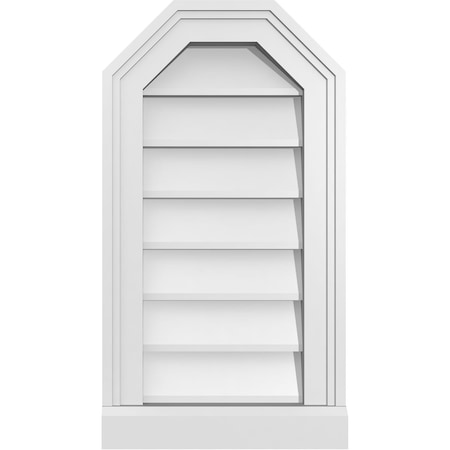 Ekena Millwork Octagonal Top Surface Mount PVC Gable Vent w/ 2"W x 2"P Brickmould Sill Frame, 12"W x 22"H GVPOT12X2203SN